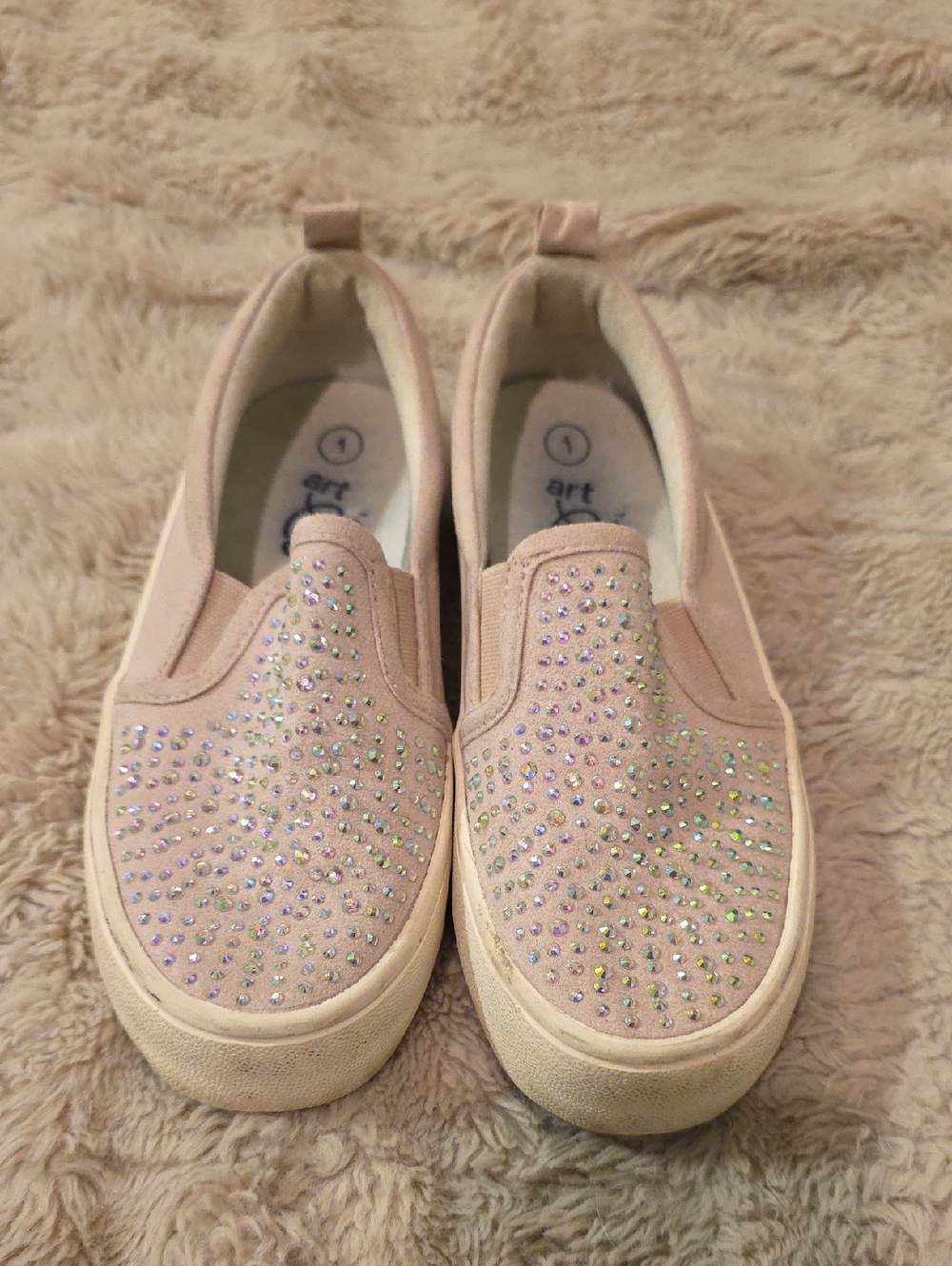 Pink Slip-On Sneakers with Rhinestones
